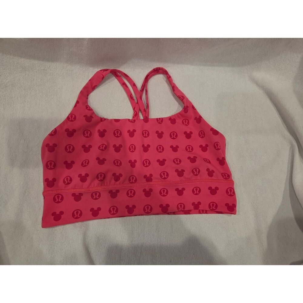 Lululemon X Disney Energy Longline Bra Size 10 Pink Mickey Mouse Monogram L